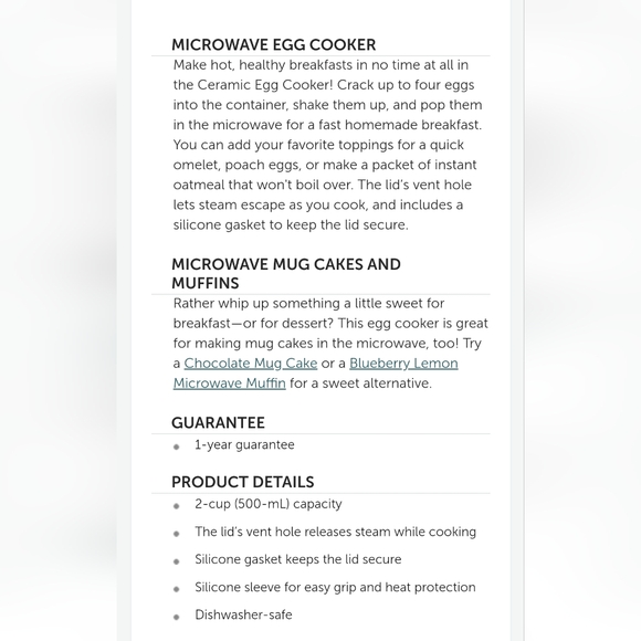 Pampered Chef White and Gray Ceramic Egg Cooker - Picture 5 of 5